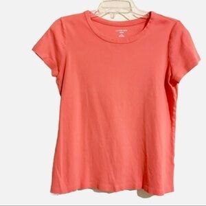 Lands’ End Shaped Soft Stretchy Short Sleeve Coral Peach Tee. Size Medium 10/12
